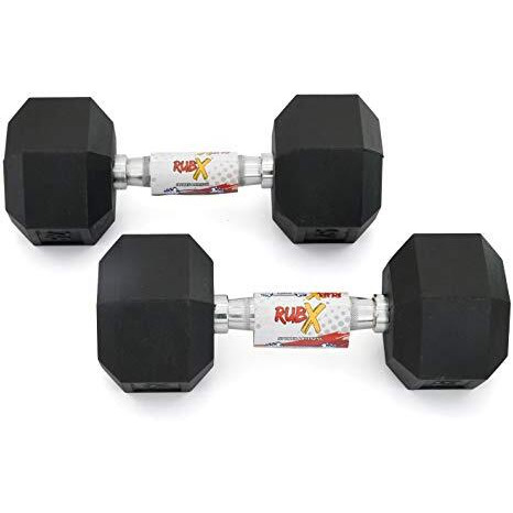 RUBX Rubber Coated Professional Exercise Hex Dumbbells (Pack of Two) 3 Kg x 2pc (Total  6 kg), BLACK
