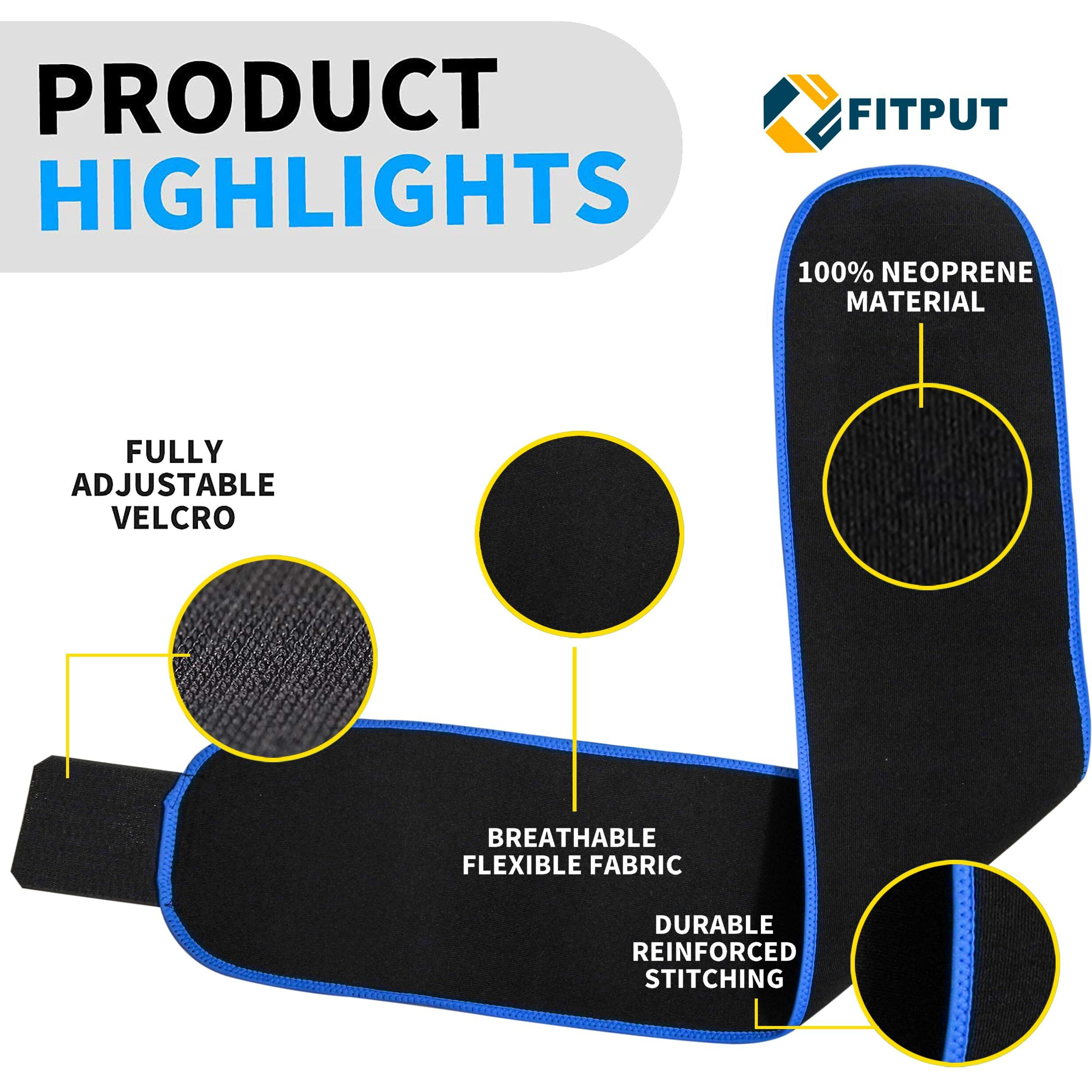 FITPUT Premium Sweat Slim Belt for Women Made of Neoprene Weight Loss Belt for Men and Women Non-Tearable,Tummy Trimmer, Sauna Belt for Tummy Tucker Men Fitness Stomach Belt (Blue)