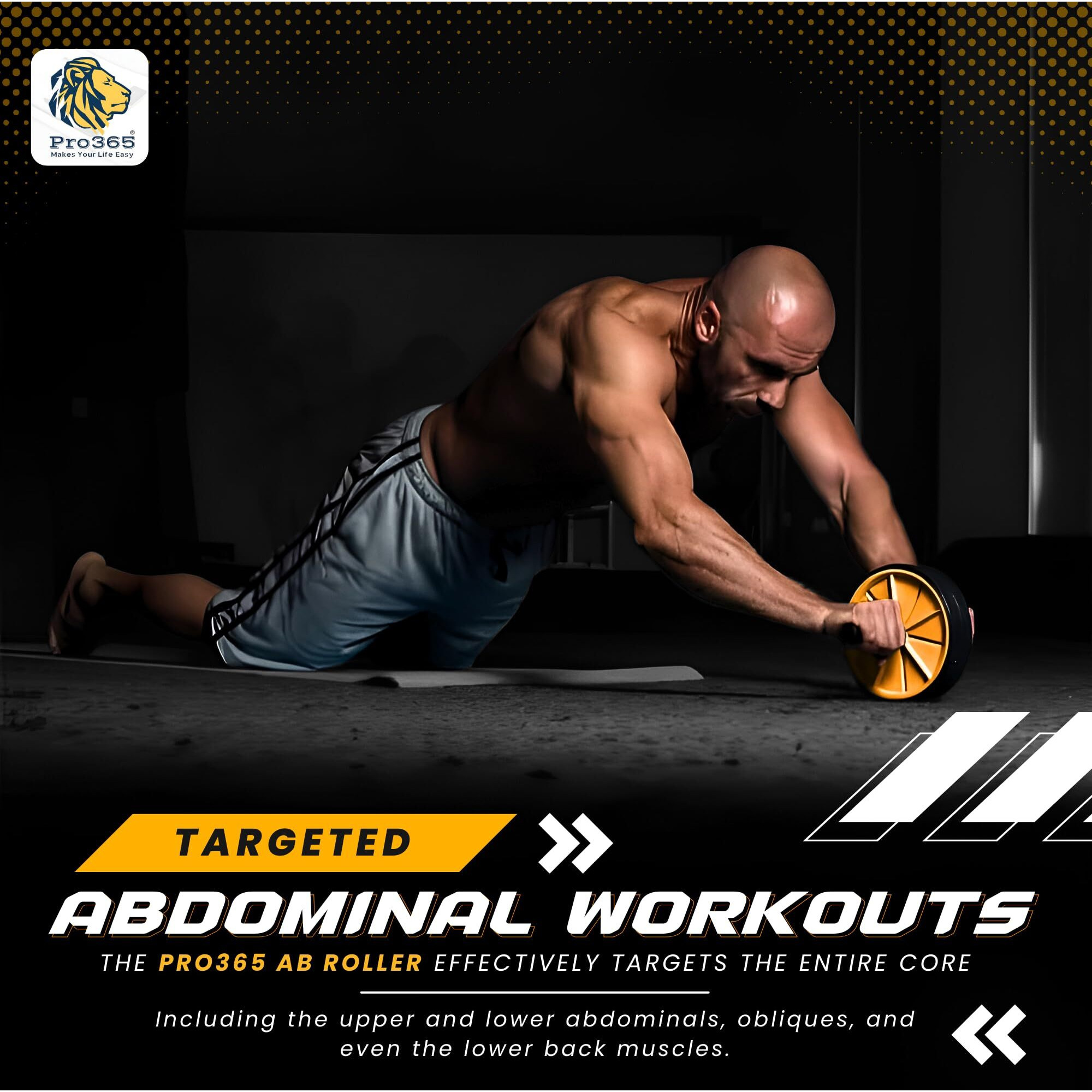 PRO365 Yoga Wheel For Men & Women Back Bend, Back Pain, Stretching, Home Traning| Circle Yoga Wheel (Black-Yellow)