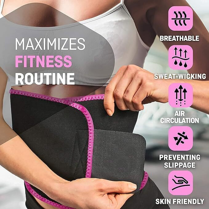 MALAN Weight Loss Hot Slimming Belt for Men, Women Belly Sweat Slim Belt Neoprene Fat Burning Sauna Waist Trainer Healthy Sweat, Weight Loss, Lower Back Posture Black (Free Size)