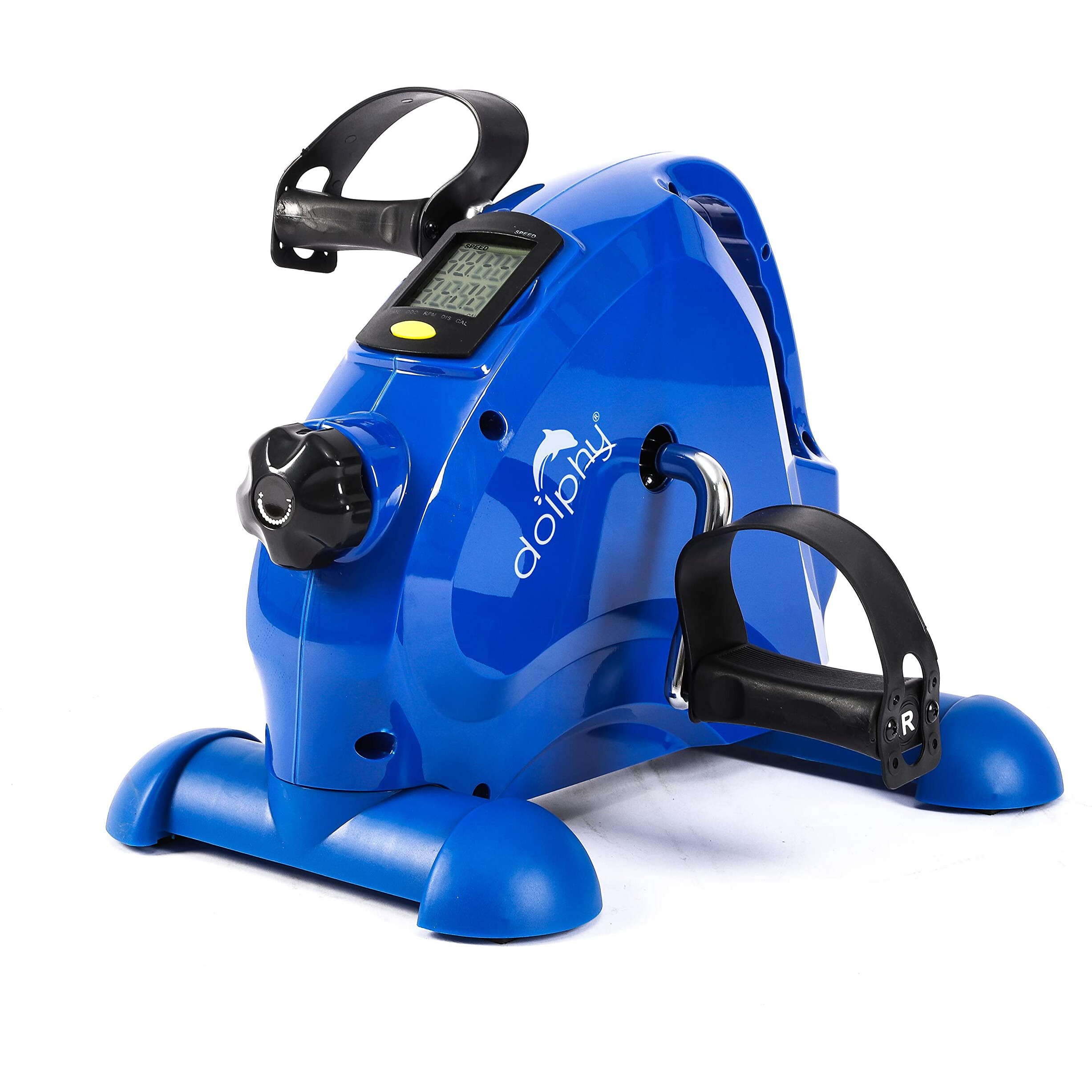 DOLPHY Portable Under Desk Mini Pedal Bike Exerciser Foot Cycle Arm and Leg Machine with LCD Screen Displays (Blue)
