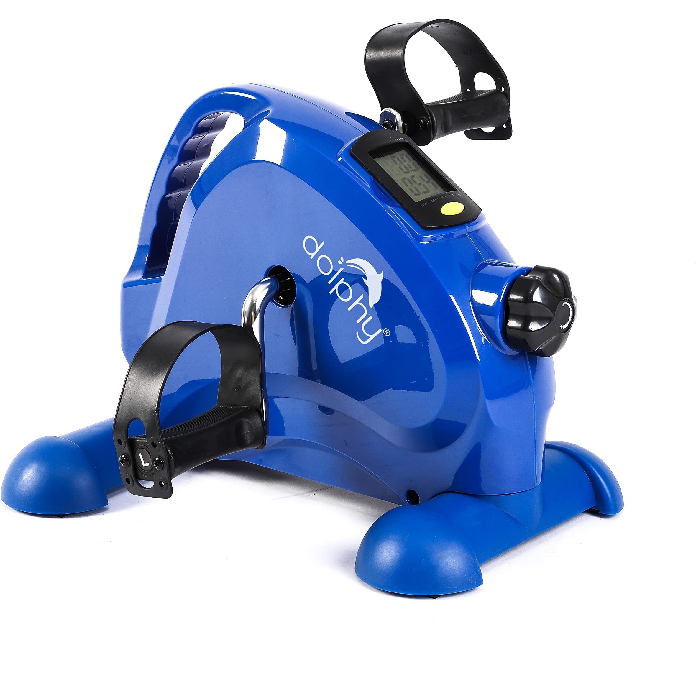 DOLPHY Portable Under Desk Mini Pedal Bike Exerciser Foot Cycle Arm and Leg Machine with LCD Screen Displays (Blue)