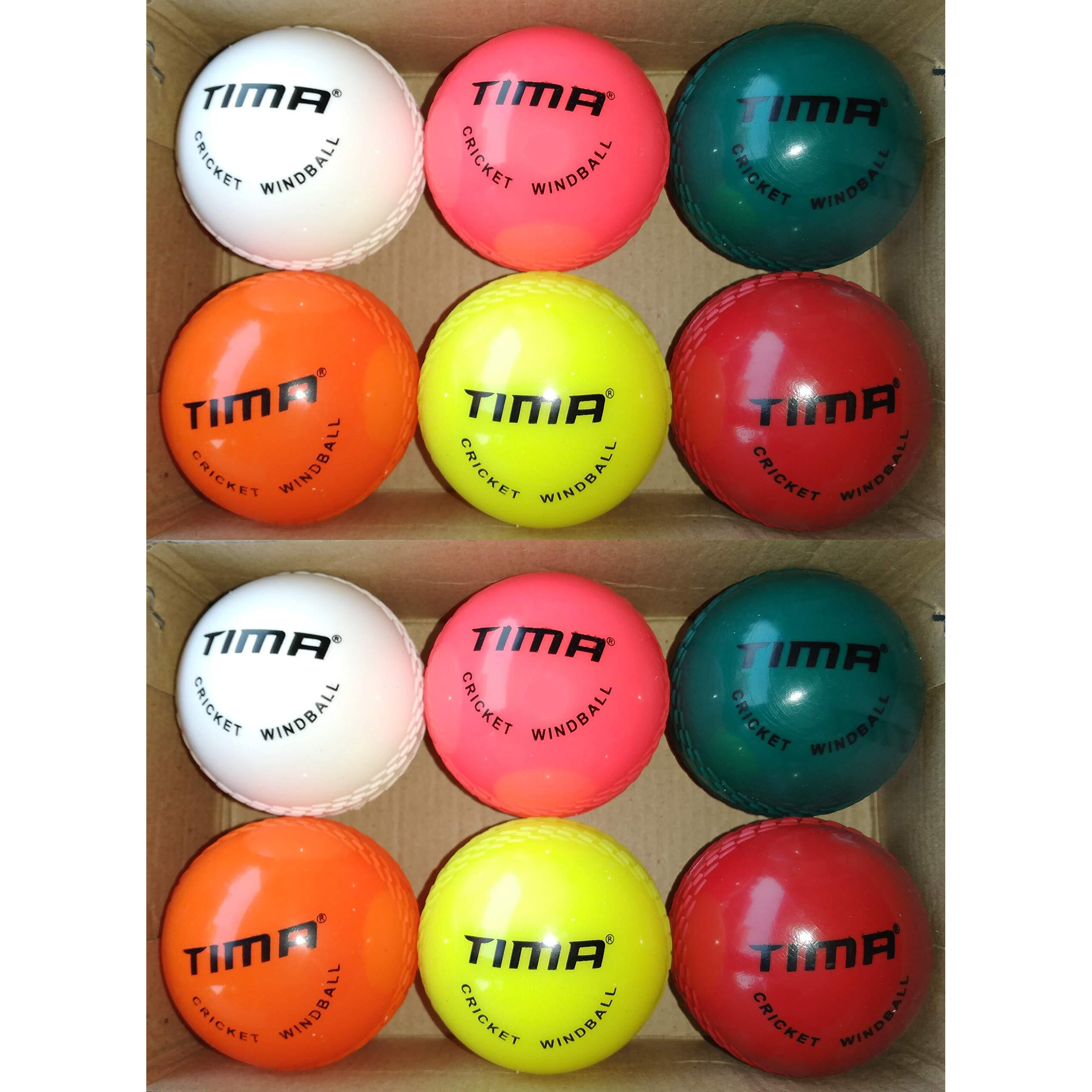 TIMA Wind Cricket Ball - Size Standard (Pack of 12, Multicolor)