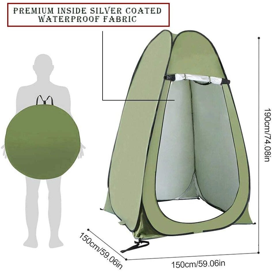 R RUNILEX Polyester Cloth Changing Tent For Camping (Armygreen, Instant Setup, Full Privacy, Lxwxh  120X120X190 Cm), 1 Person