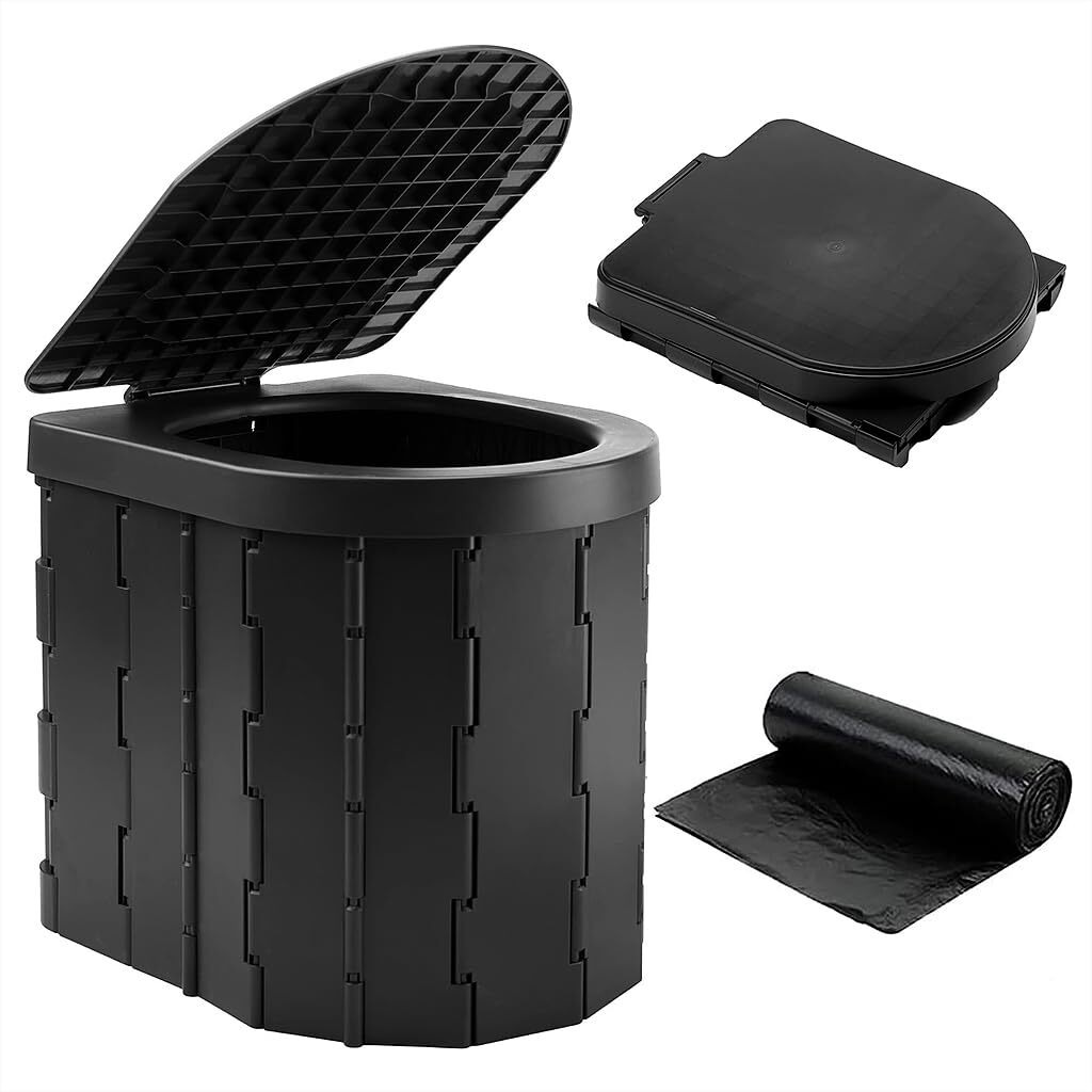 Proberos Portable Toilet Bucket Folding Outdoor Toilet for Kids Adults Emergency Toilet with Lid Collapsible Toilet Bucketr Reusable PVC Toilet Bucket for Camping, Van