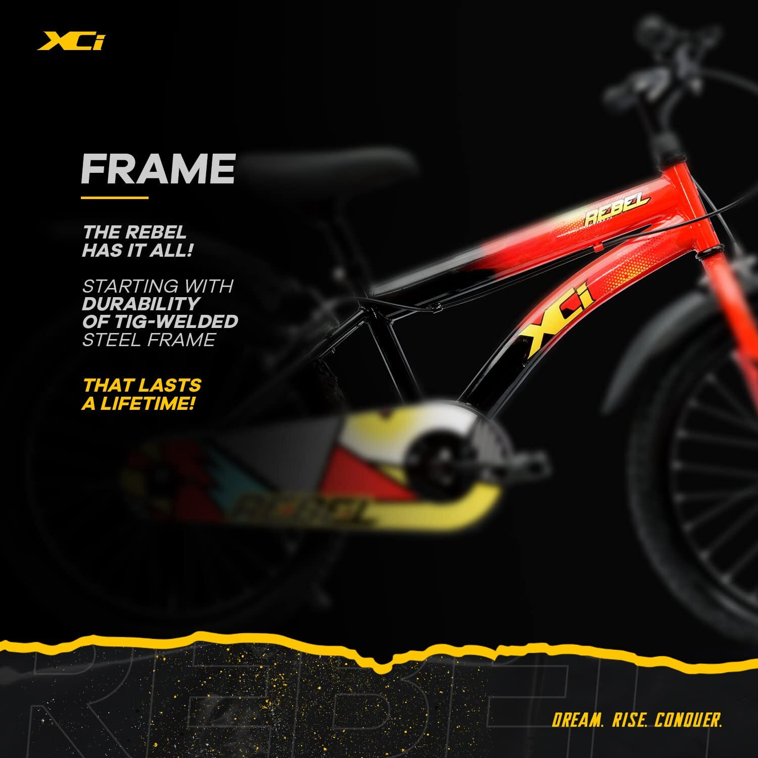 XCi Rebel 20T Red Black Kids Cycle, Single Speed Steel Frame Cycle, Ideal for 6-8 Years Unisex