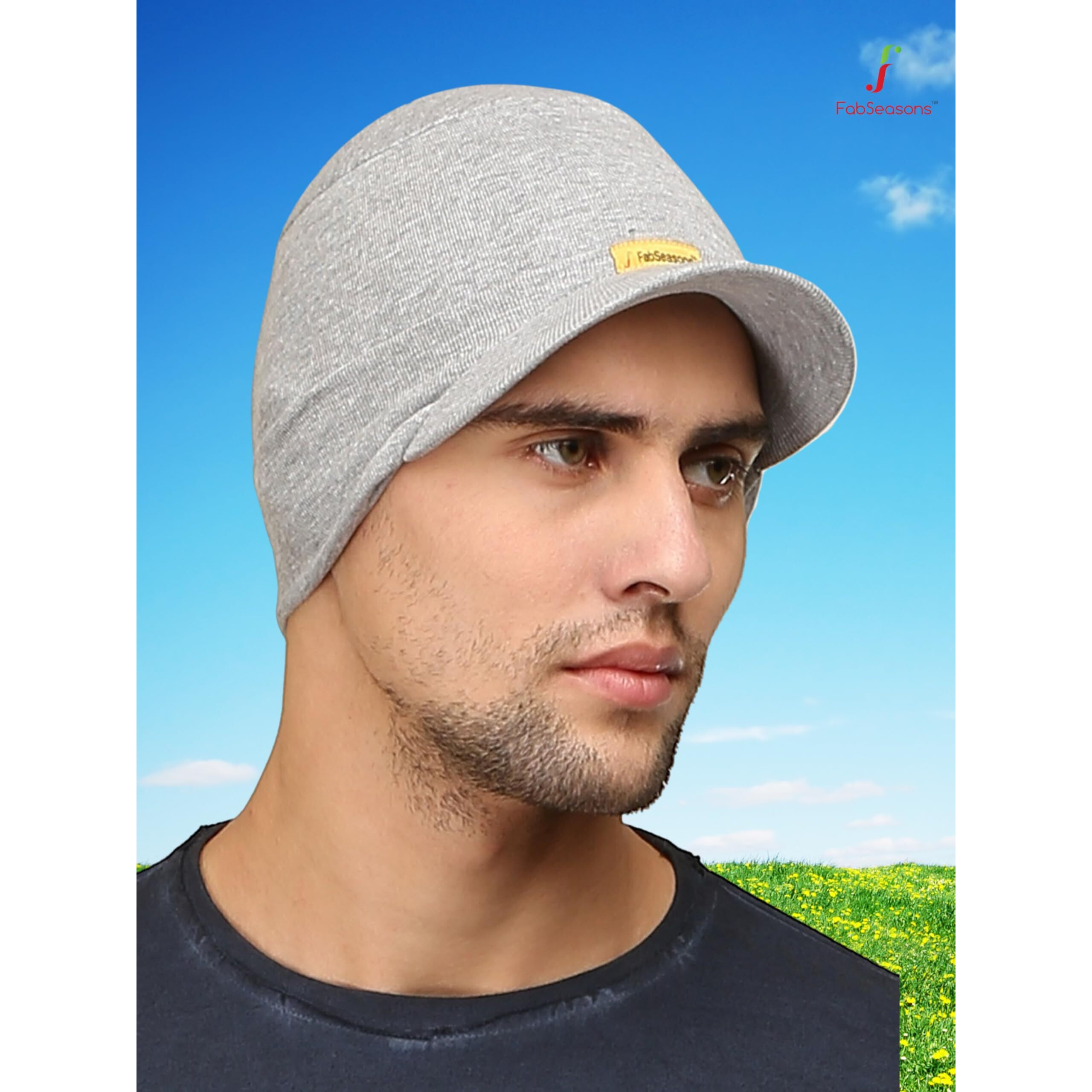 FabSeasons Cotton Skull Cap (Grey)