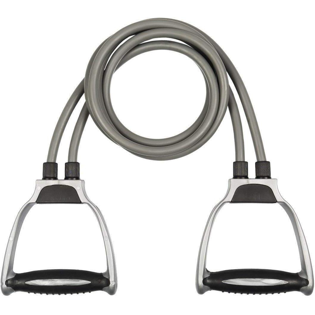 VINIGO  Premium Double Toning Resistance Tube Heavy Quality Exercise Band for Stretching, Full Body Workout | Home Gym and Toning with D Shaped Handles for Women & Men-Color May Vary, Natural Rubber
