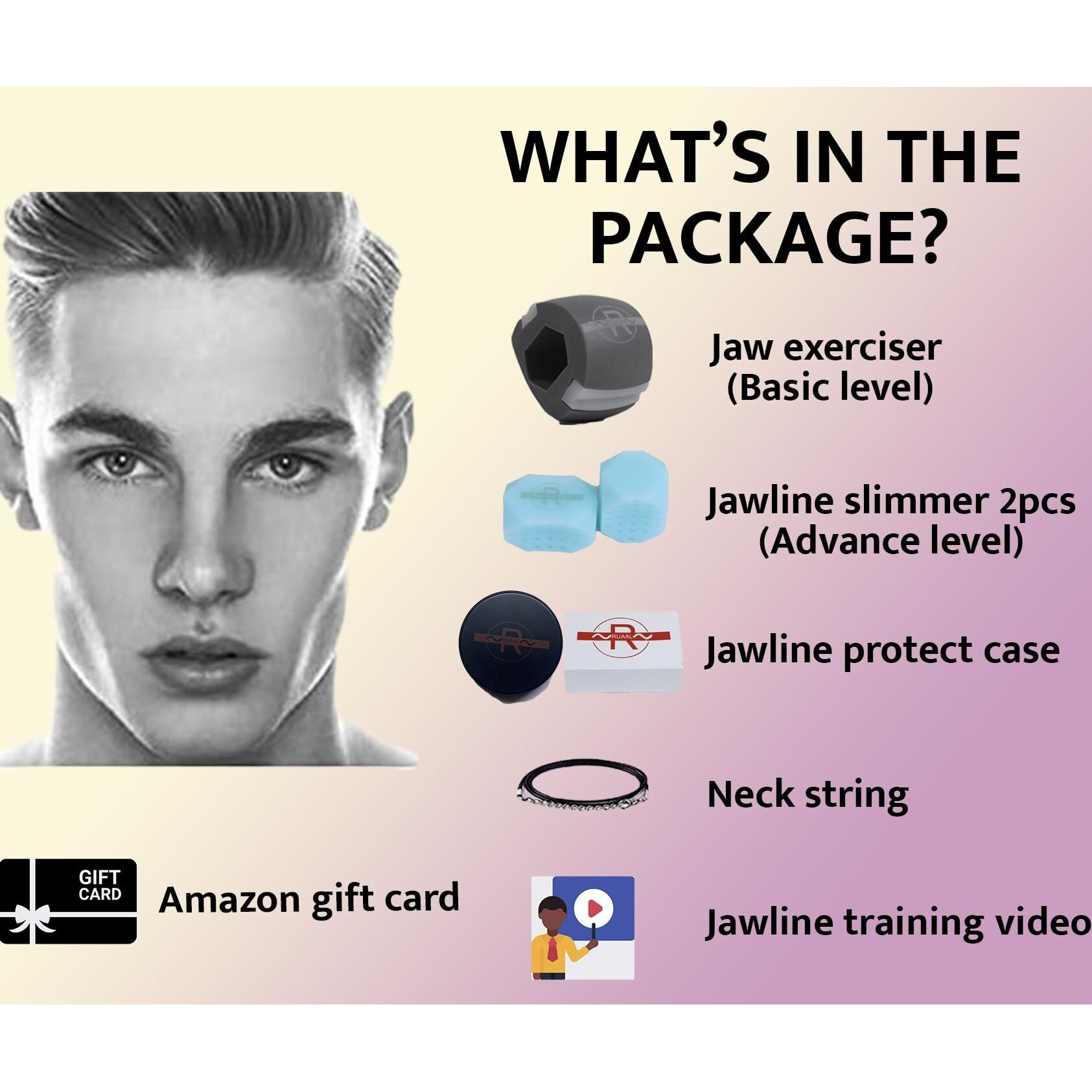 RUAAL JawFit Face Exerciser Ultimate Tool for Men & Women Shaper for your Jawline Trainer for Neck & Facial Fitness, Jawliner, Effective Jaw slimmer Exercise Tools (Grey and Blue 3 pc box)