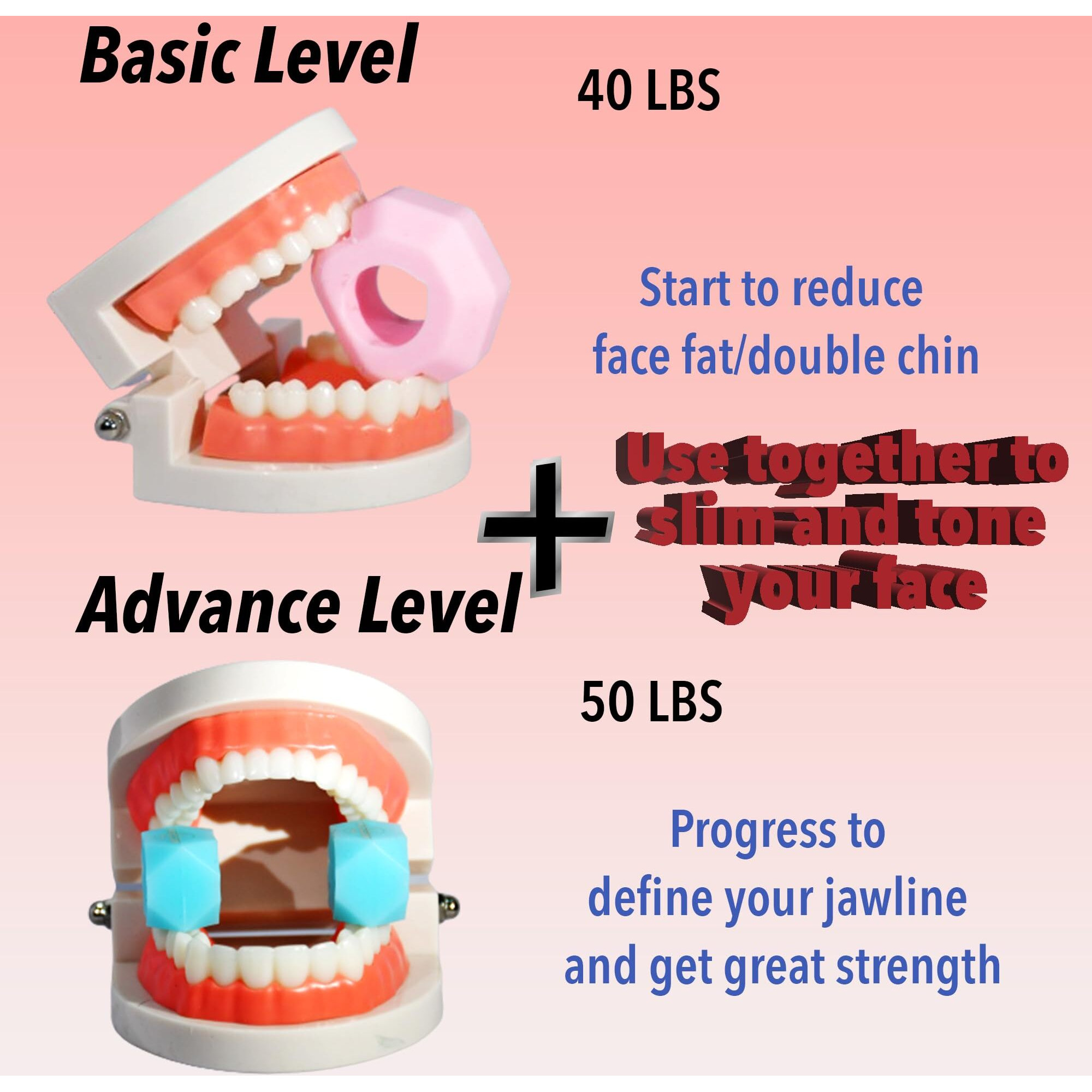 RUAAL JawFit Face Exerciser Ultimate Tool for Men & Women Shaper for your Jawline Trainer for Neck & Facial Fitness, Jawliner, Effective Jaw slimmer Exercise Tools (Pink & Blue 3 pc total set))