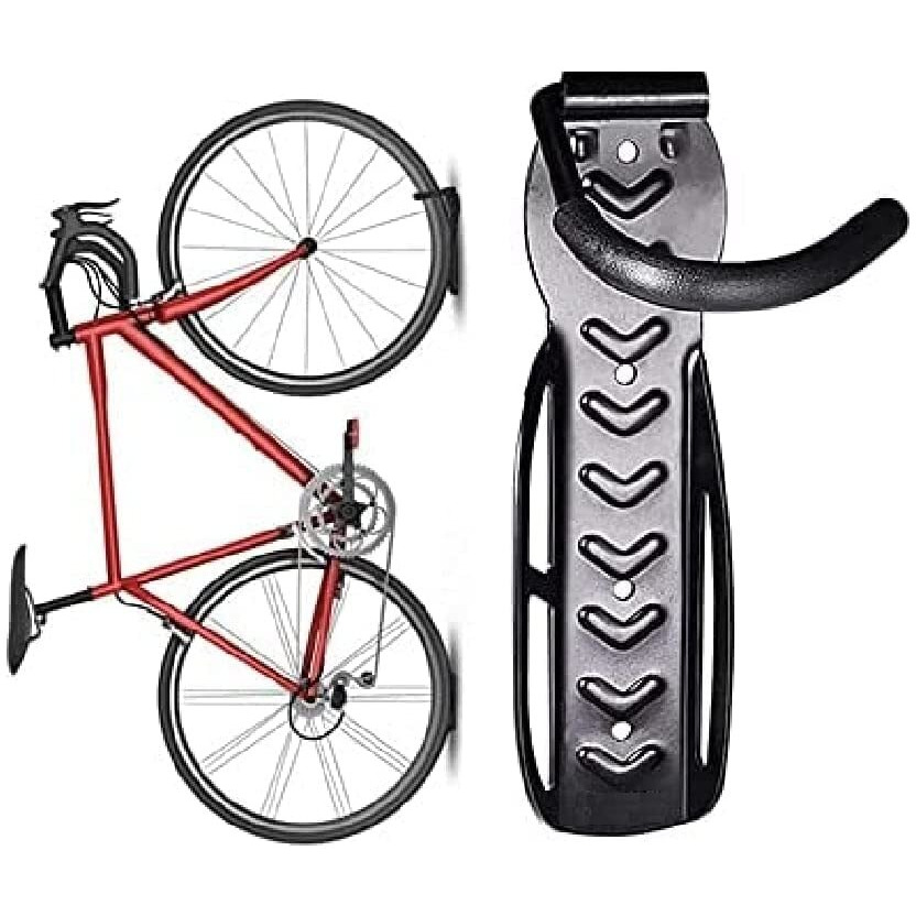 Wavva Garage Bike Rack Wall Mount Organizer Bike Hook Bicycle Hanger Storage System Vertical Hanging for Indoor Shed Easily Hang Heavy Duty 66 lbs for Road Mountain Hybrid Bikes.