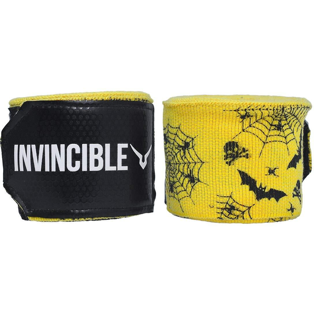 INVINCIBLE Nylon Mexican Style Bat Spider Semi-Stretch Hand Wraps (Yellow, 4.5 Meter)