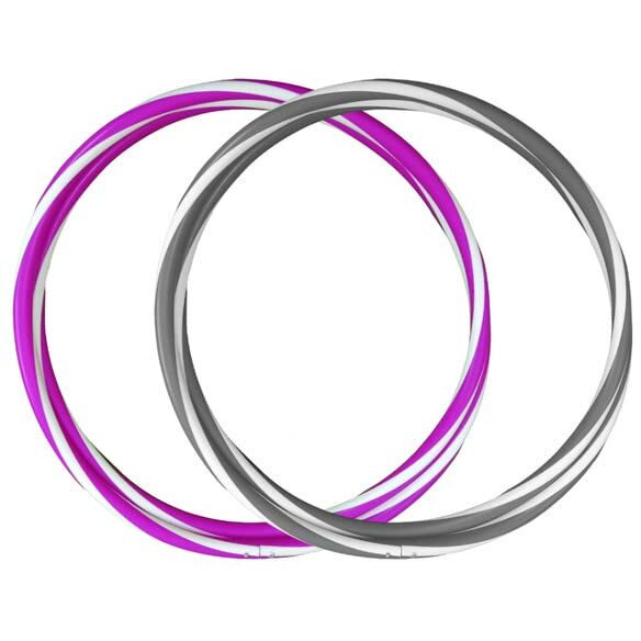 FitFix 36-Inch Collapsible Helix Dual Colour Traveller Hula Hoop - Portable Fitness Fun On-The-Go - Lightweight, Durable, and Versatile Exercise Hoop for Adults and Kids - Includes Carry Bag - Ideal for Exercise, Yoga, and Flow Arts - Perfect for Travel and Outdoor Workouts (Pack Of 2 Pcs)