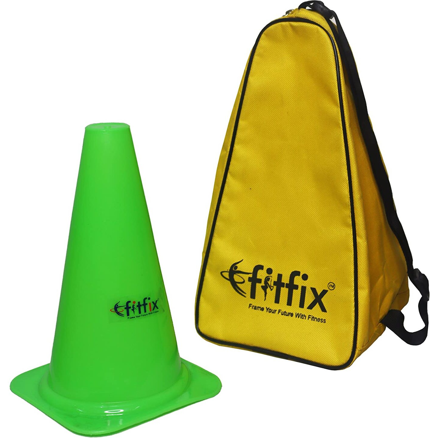 Fitfix Agility Marker Cones Used in Soccer, Cricket, Training in polyethylene for Sports Training, Traffic Cone, Dog Agility and Outdoor Agility Training - Multicolor (Pack of 12) (Height 9 Inches - Medium) comes with strong STORAGE CARRY BAG to go anywhere