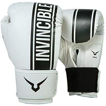 Invincible Tejas Fitness Training Synthetic Leather Boxing Gloves for Men & Women (White-Black, 8 OZ)