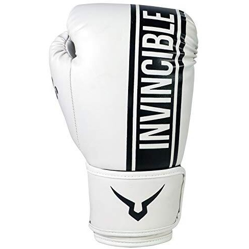 Invincible Tejas Fitness Training Synthetic Leather Boxing Gloves for Men & Women (White-Black, 8 OZ)