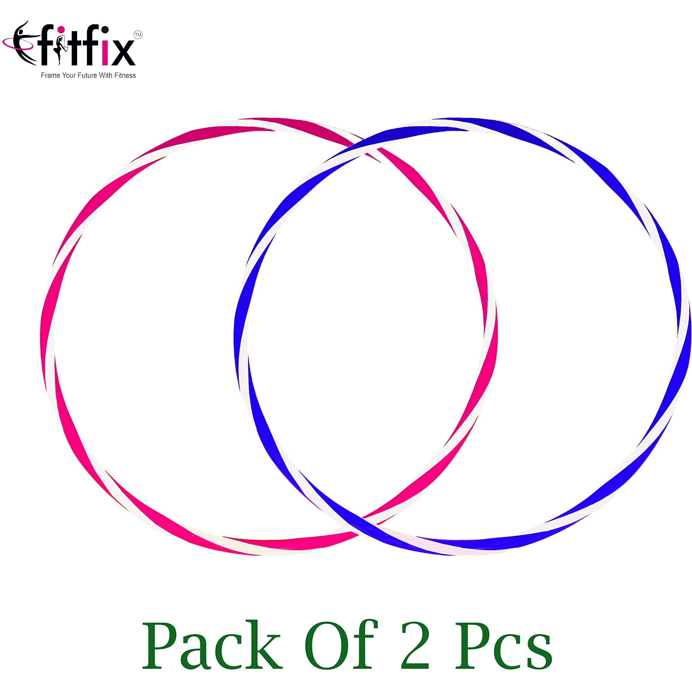 Fitfix Fusion Welded Helix Sports Hula Hoop for Boys, Girls, Kids, Children - Sniper Double Colour - 18 Inches Diameter, Pack of 2 ps - Includes Carry Bag