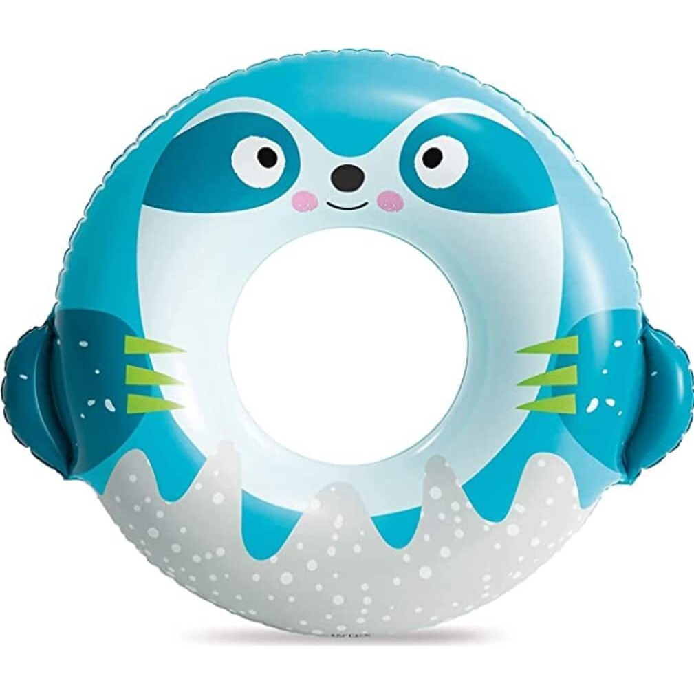 KNYUC MART Cute Animal Inflatable Swim Tube Ring for Kids, Outdoor Summer Water Fun, Swimming Pool Accessories Assortment, Sloth Design, 35.5  x 25.6  (90cm x 65cm) (Pack of 1,as per available design)