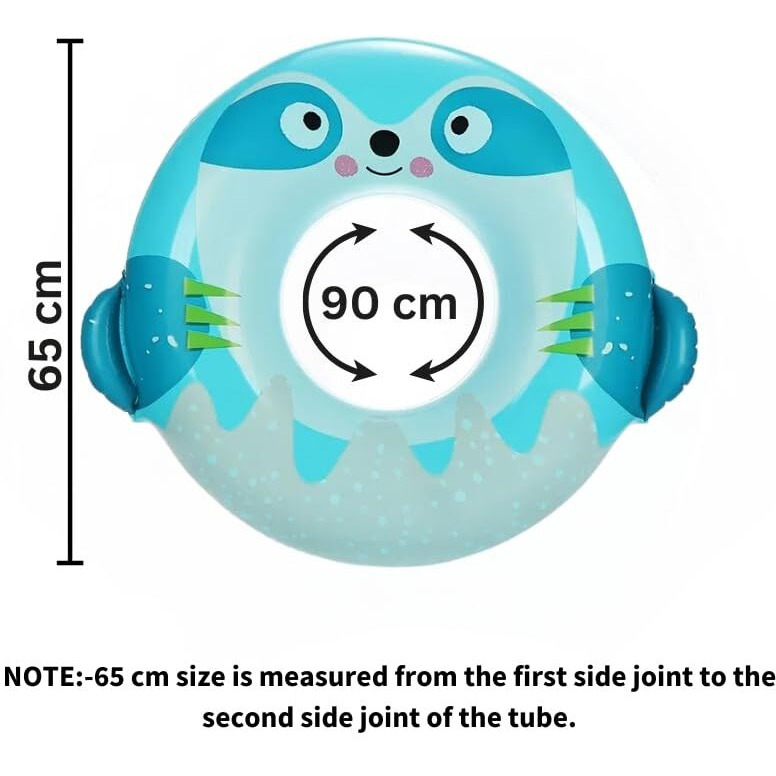 KNYUC MART Cute Animal Inflatable Swim Tube Ring for Kids, Outdoor Summer Water Fun, Swimming Pool Accessories Assortment, Sloth Design, 35.5  x 25.6  (90cm x 65cm) (Pack of 1,as per available design)