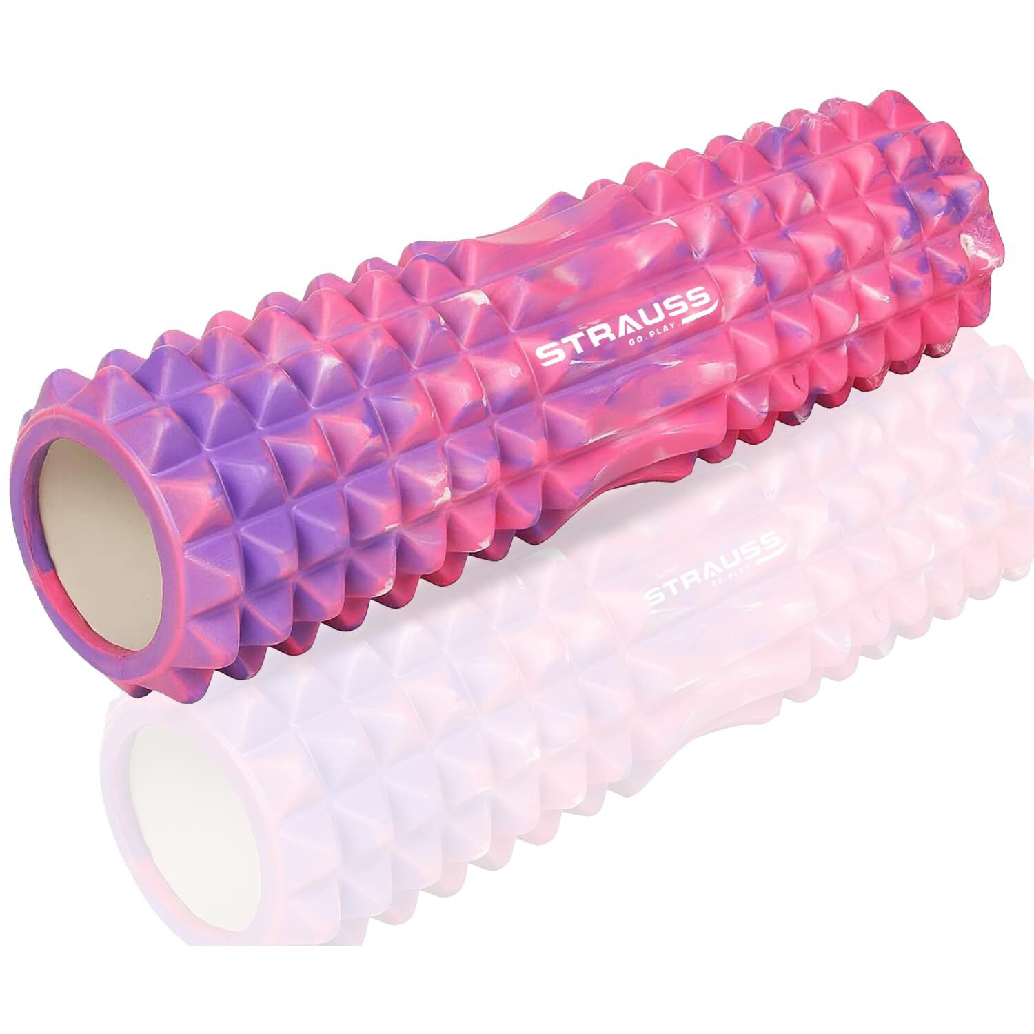 Strauss Grid Foam Roller | Eco-Friendly Spikes Foam Roller | Premium Eva Foam | Light Weight & Travel-Friendly Foam Roller for Relieve Muscle Tightness, Soreness & Inflammation ,33 CM (Multicolor Pink)