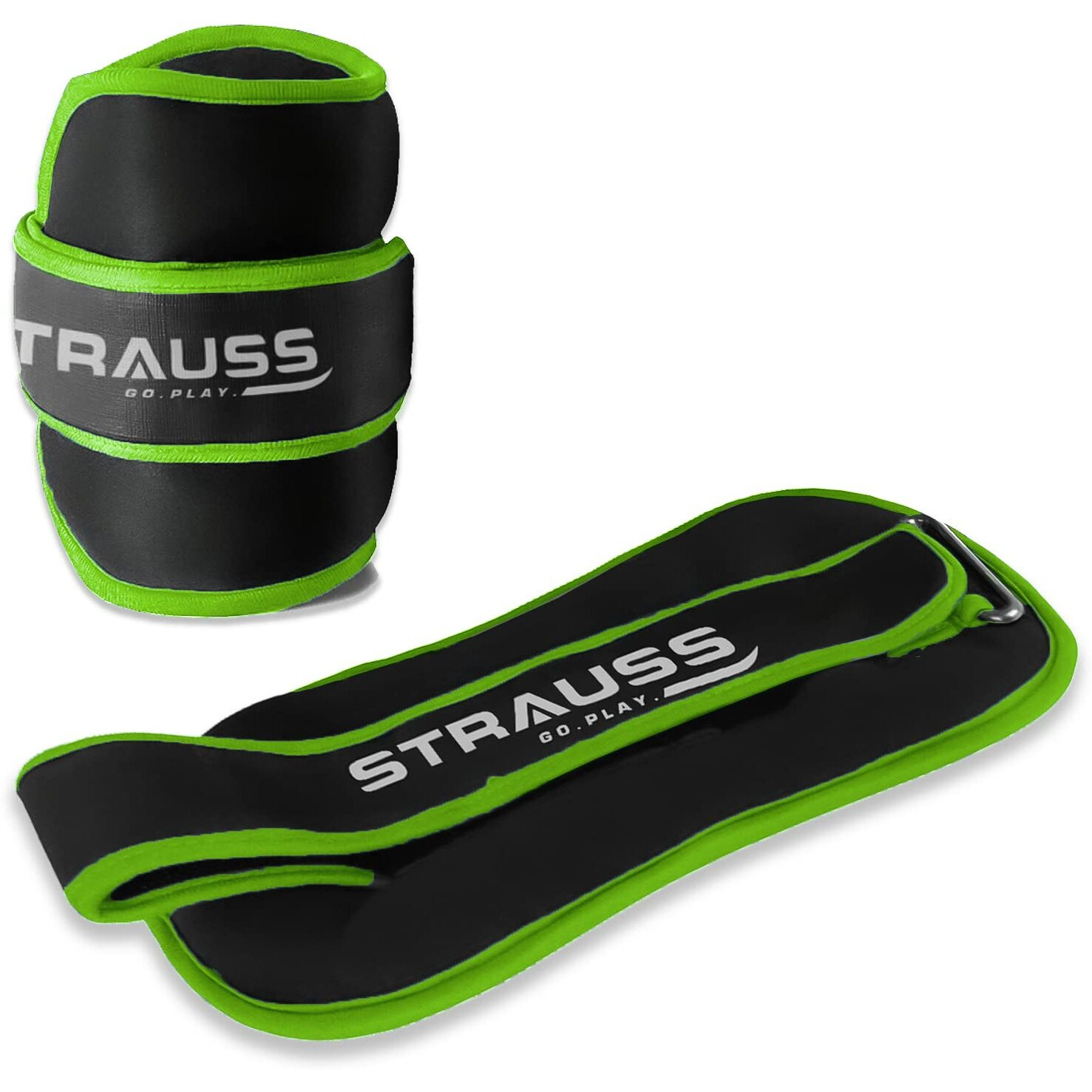 Strauss Ankle Weights for Exercise & Fitness|Adjustable Round Belt Design|Leg Weights for Strength Training,Walking Running,Jogging,Exercise & Gym Workout|Comfortable & Durable|1.5Kg(Each)(Green Pair)