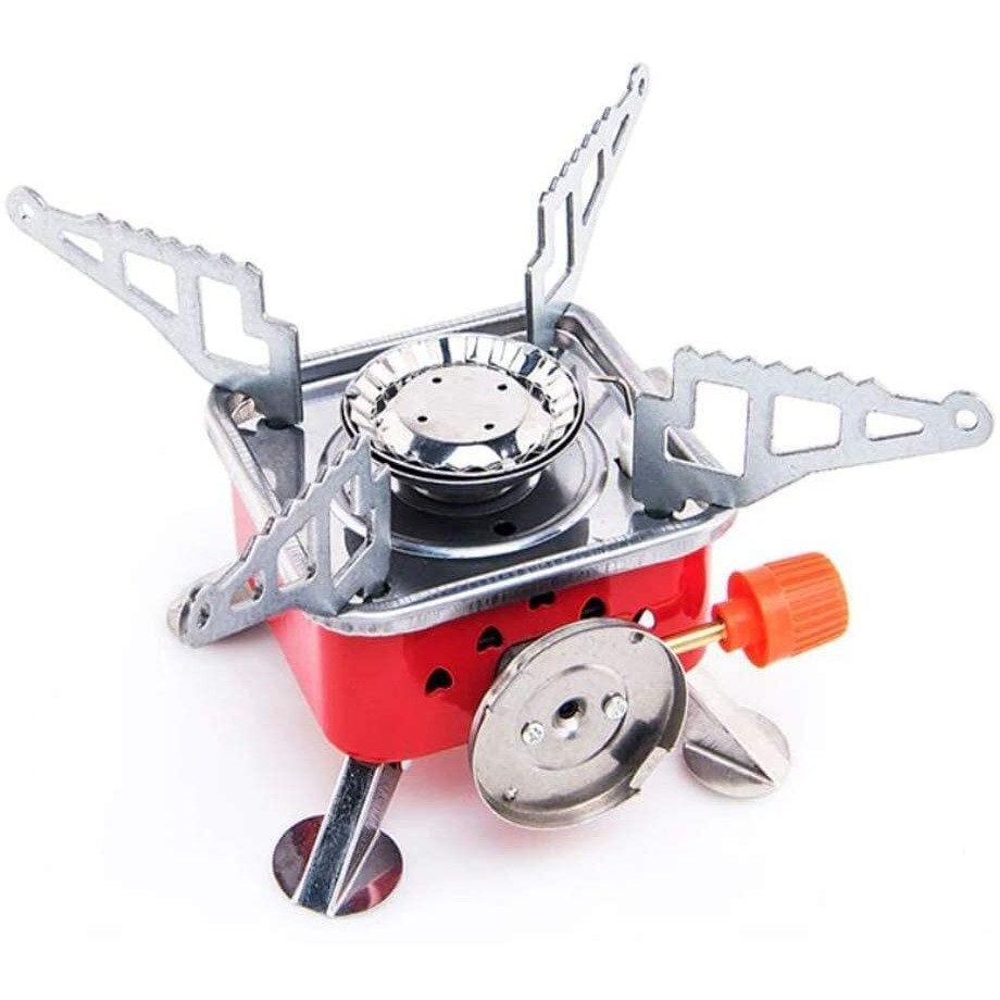 VATSAL Portable Gas Stove And Picnic Butane Gas Burner For Outdoor Camping, Hiking, Travelling, To Cooking The Food | Stainless Steel Cylinder, Folding Furnace, Camping Equipment, Gastove With Pouch