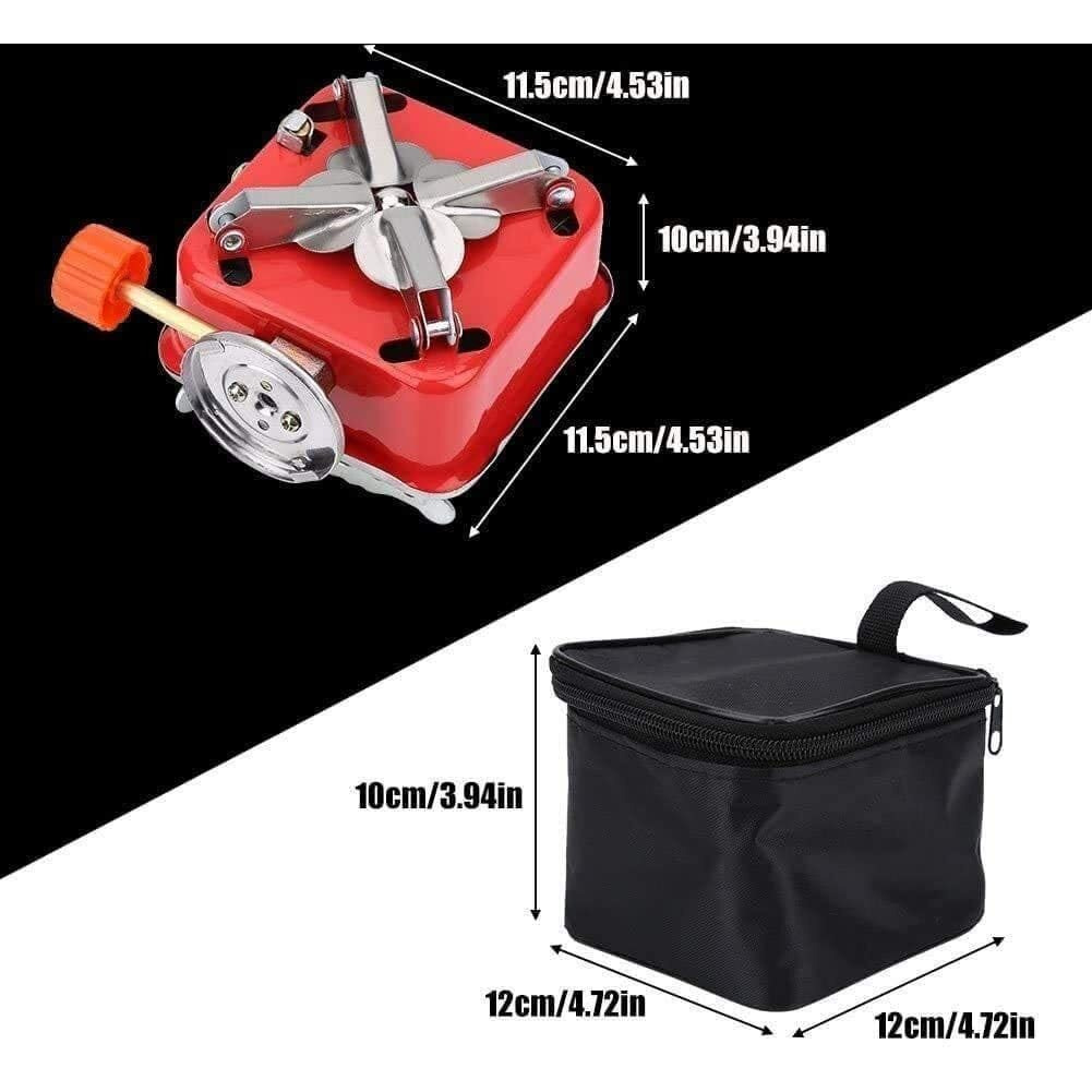 VATSAL Portable Gas Stove And Picnic Butane Gas Burner For Outdoor Camping, Hiking, Travelling, To Cooking The Food | Stainless Steel Cylinder, Folding Furnace, Camping Equipment, Gastove With Pouch