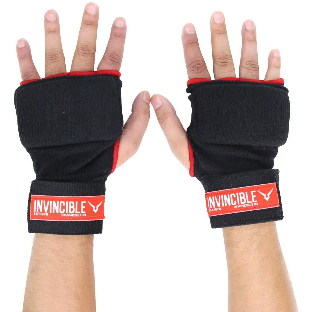 Invincible Inner Gloves for Boxing, MMA, Kick Boxing, Karate Training, Rib Construction, Lightweight, Padded Knuckles, Small Medium
