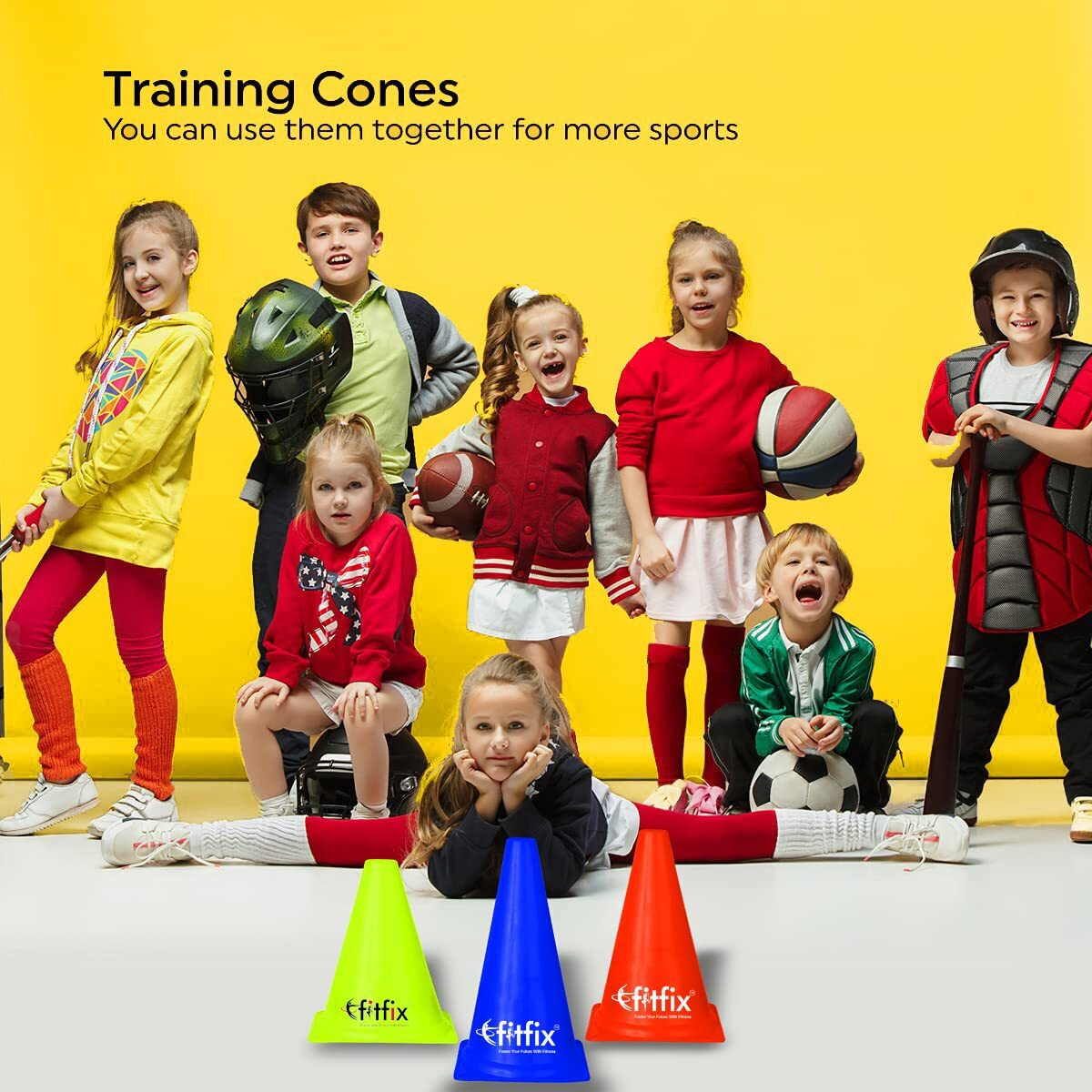 Fitfix Agility Marker Plastic Cones for Soccer, Cricket, Training Traffic Cone, Dog Agility Soccer Cricket Track and Field Sports and Outdoor Agility Training - Multicolor Soccer Cricket Track and Field Sports (Pack of 12) (Height 12 Inches - Large) with strong STORAGE CARRY BAG