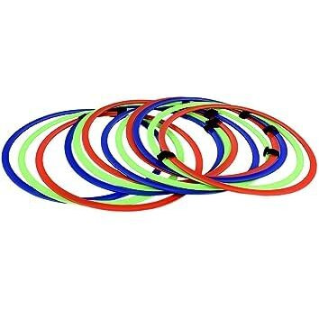 Fitfix Plastic Agility Speed Ring Ladder Set - 18  Multicolored Footwork Training & Speed Hurdles for Soccer, Football,Baseball,Home Gym Workouts | Set of 12 Rings with Velcro for Kids and Adults