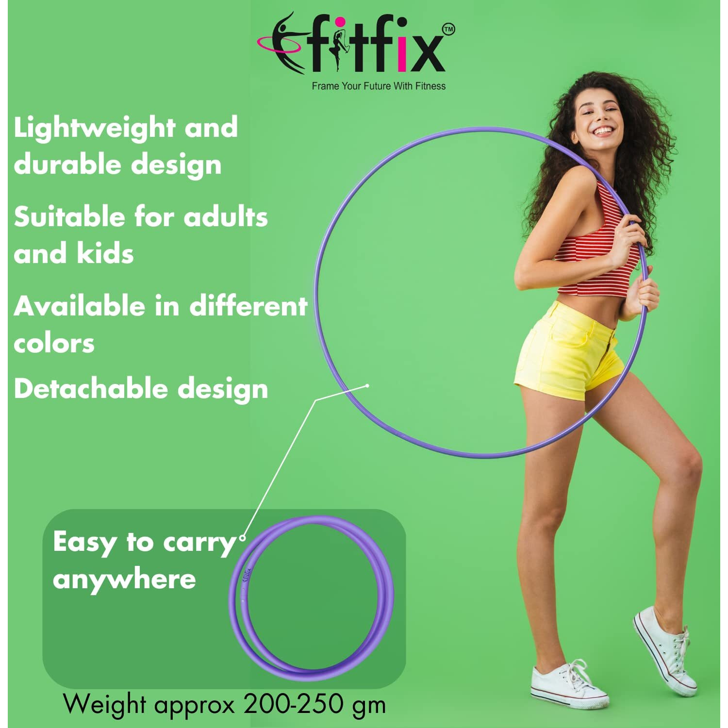 FitFix 75 cm Collapsible Traveller Hula Hoop - Portable Fitness Fun On-The-Go - Lightweight, Durable, and Versatile Exercise Hoop for Adults and Kids - Includes Carry Bag - Ideal for Exercise, Yoga, and Flow Arts - Perfect for Travel and Outdoor Workouts (Pack Of 1 Pcs)