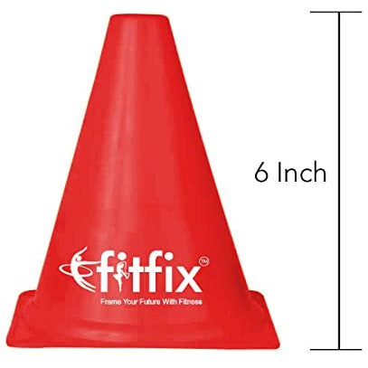 Fitfix Agility Marker Plastic Cones - Multicolor Sports Training Set (Pack of 12) - Ideal for Soccer, Cricket, Track and Field, Dog Agility - Includes Strong Storage Carry Bag - 6-Inch Height, Small Size