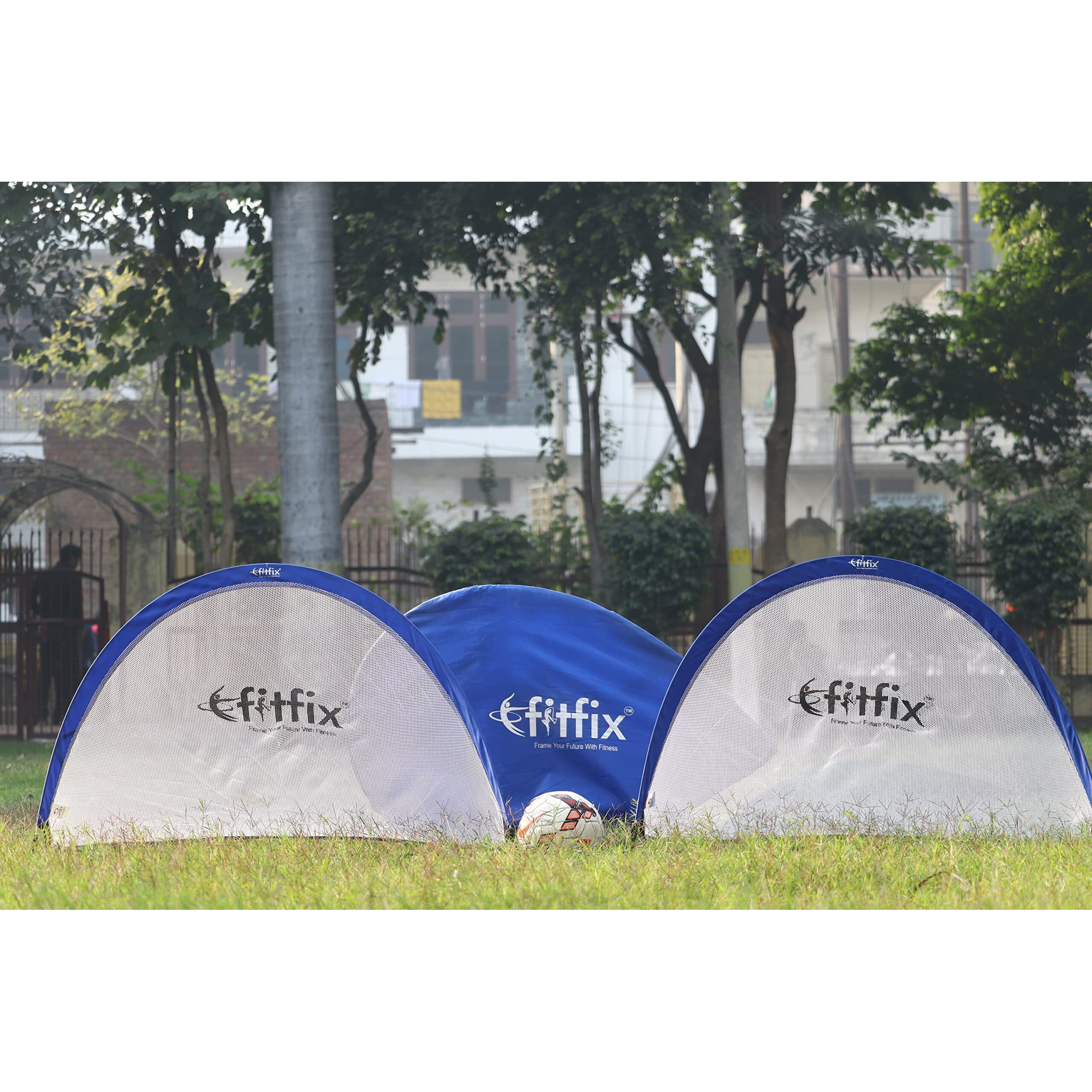 Fitfix Model Pop Up Goal 1 Pair- 2 ps Portable Soccer Goals with Carry Bag Long Life Durable Frame Quick Setup Easy Fold (120 x 80)