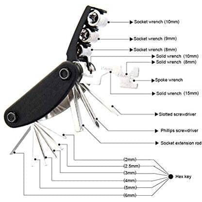Wavva 15 in 1 Multi-function Bicycle Tools Sets Cycling CYCLE Repair Tool Kit