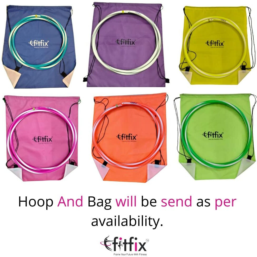 FitFix 36-Inch Collapsible Helix Dual Colour Traveller Hula Hoop - Portable Fitness Fun On-The-Go - Lightweight, Durable, and Versatile Exercise Hoop for Adults and Kids - Includes Carry Bag - Ideal for Exercise, Yoga, and Flow Arts - Perfect for Travel and Outdoor Workouts (Pack Of 1 Pcs)