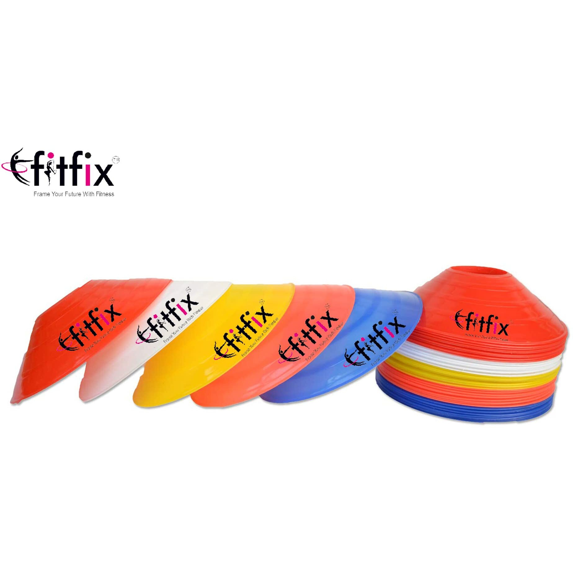 FitfixDisc Cones Set |Space Marker| - Agility Soccer Cones Training, Football, Kids, Sports, Field Cone Markers (Pack of 20) Comes with Strong Cones Carry Stand and Storage Carry Bag to go Anywhere