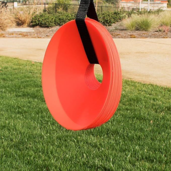 Fitfix Sports Soccer Mini Disc Cones - Durable 5  Diameter, 1.5  Height - Sets of 40 ps with Carry Strap - Lightweight, Versatile for Soccer, Cricket, Track & Field Training
