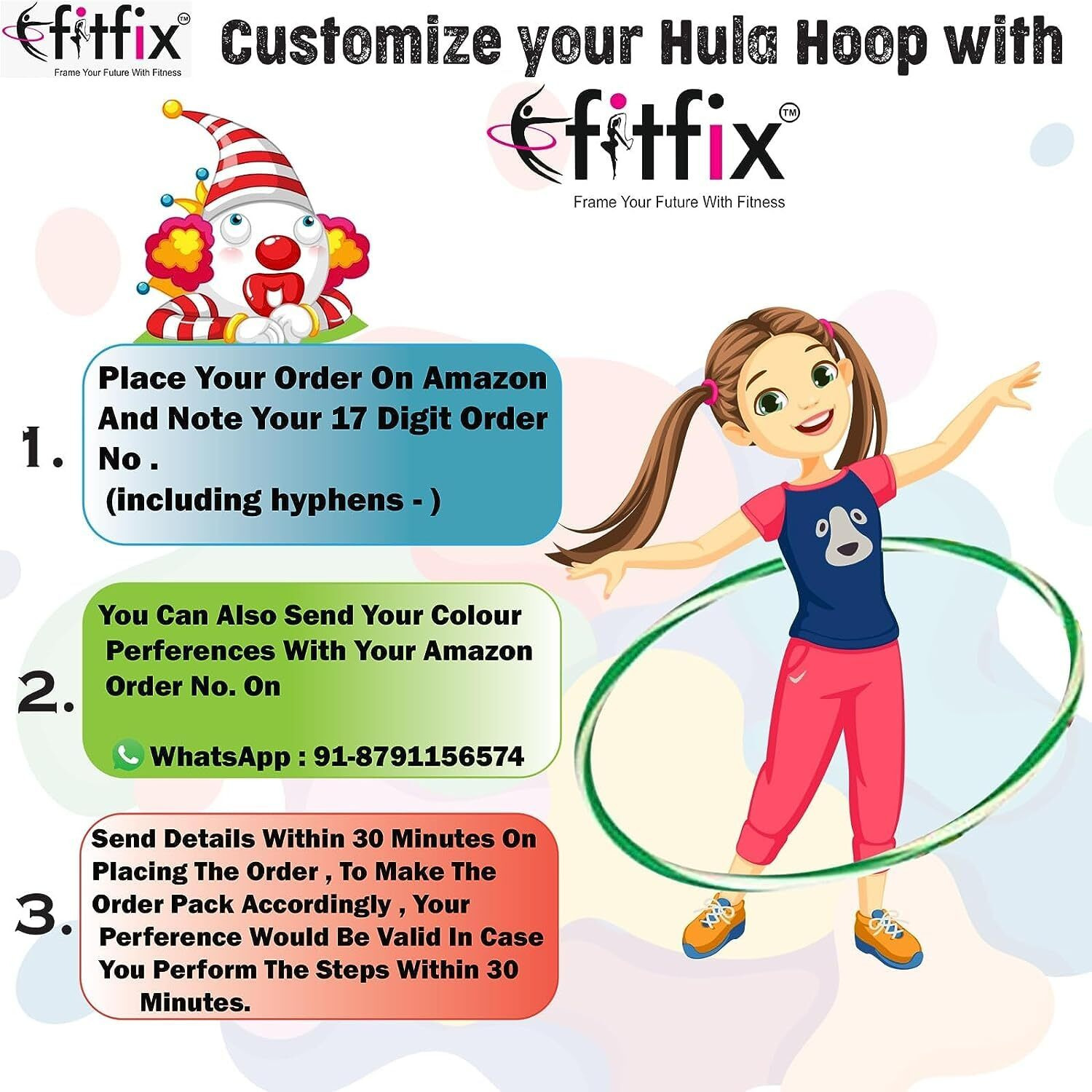 Fitfix Hula Hoop Fusion Welded Joint-60 Centimeter in Diameter for Kids Age 3+, Pack of 1 - Includes Carry Bag for Easy Portability