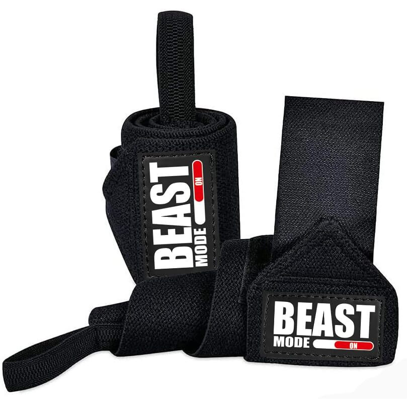 STEIGEN FITNESS Beast Mode Exercise Wrist Bands (Competition Grade) 22  Wrist Supporter for Gym, Gym Gloves, Wrist Band for Men Gym, Hand Grip (Black)