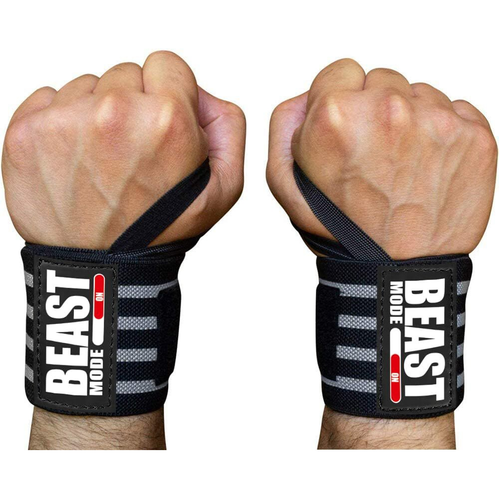 STEIGEN FITNESS Beast Mode Exercise Wrist Bands (Competition Grade) 22  Wrist Supporter for Gym, Gym Gloves, Wrist Band for Men Gym, Hand Grip (Grey)