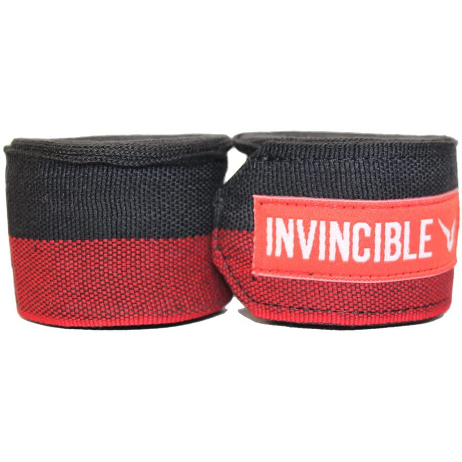 INVINCIBLE Nylon Mexican Style Semi-Stretch Hand Wraps (Black Red, 2.5 Meter)