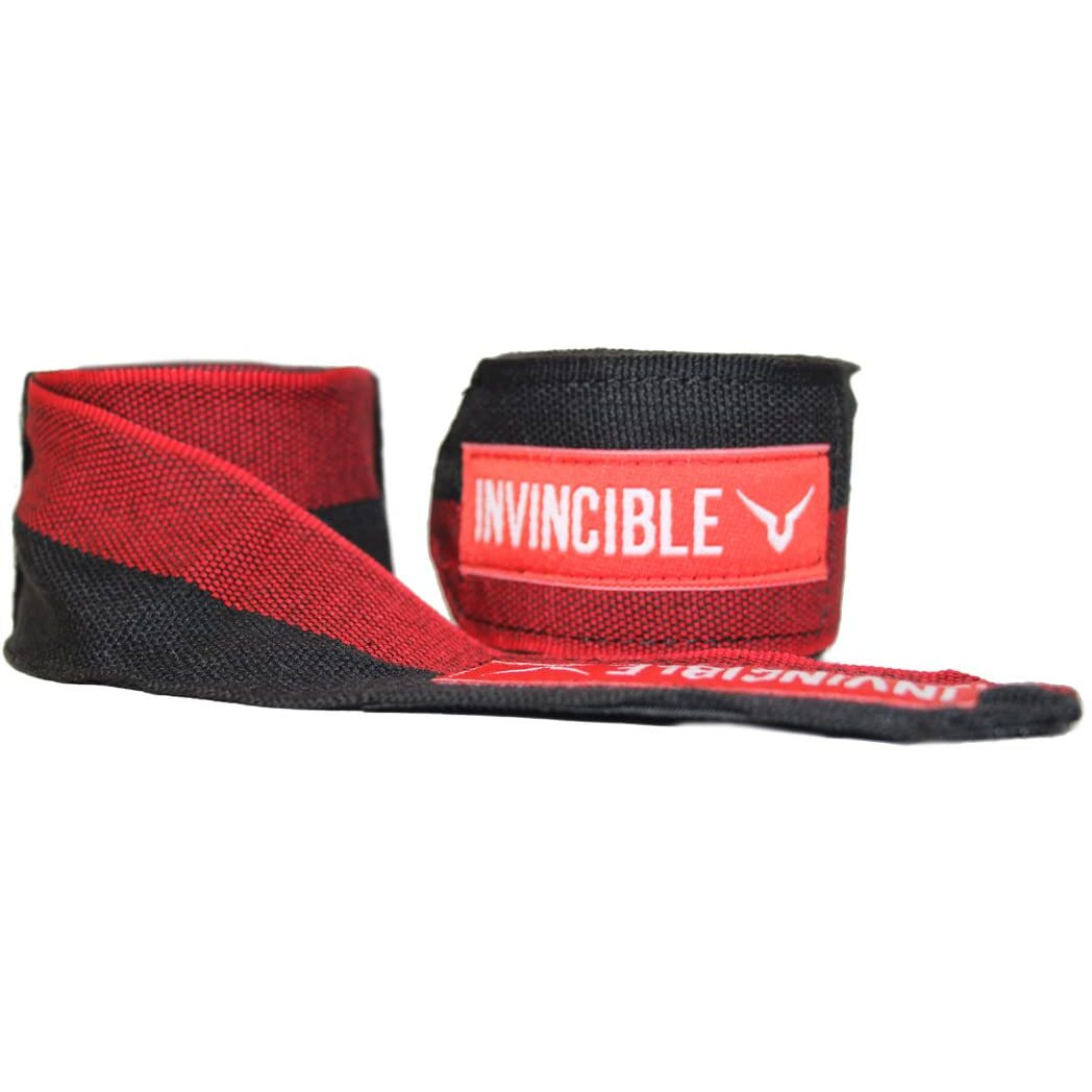INVINCIBLE Nylon Mexican Style Semi-Stretch Hand Wraps (Black Red, 2.5 Meter)