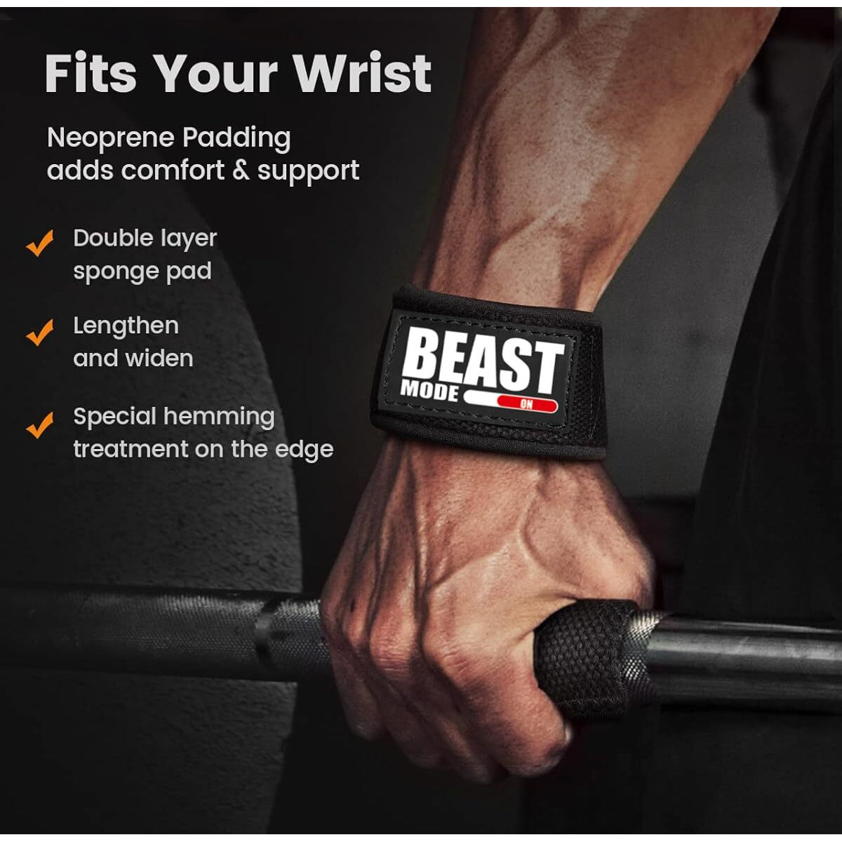 STEIGEN FITNESS Beast Mode Exercise Wrist Bands (Competition Grade) 22  Wrist Supporter for Gym, Gym Gloves, Wrist Band for Men Gym, Hand Grip (Beast Strap)