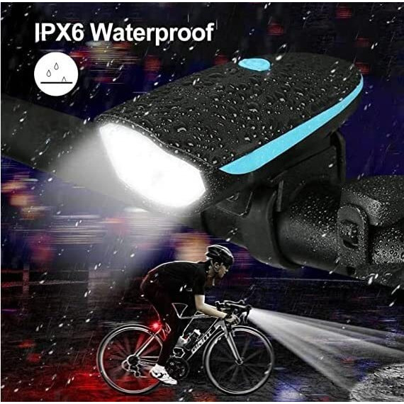 Wavva 2-in-1 Rechargeable - Cycle Light (3 Modes) Cycle Light and Horn Cycle Lights Rechargeable Waterproof (140 dB) Cycle Light with Horn Cycle LED Front Light (Multicolor)