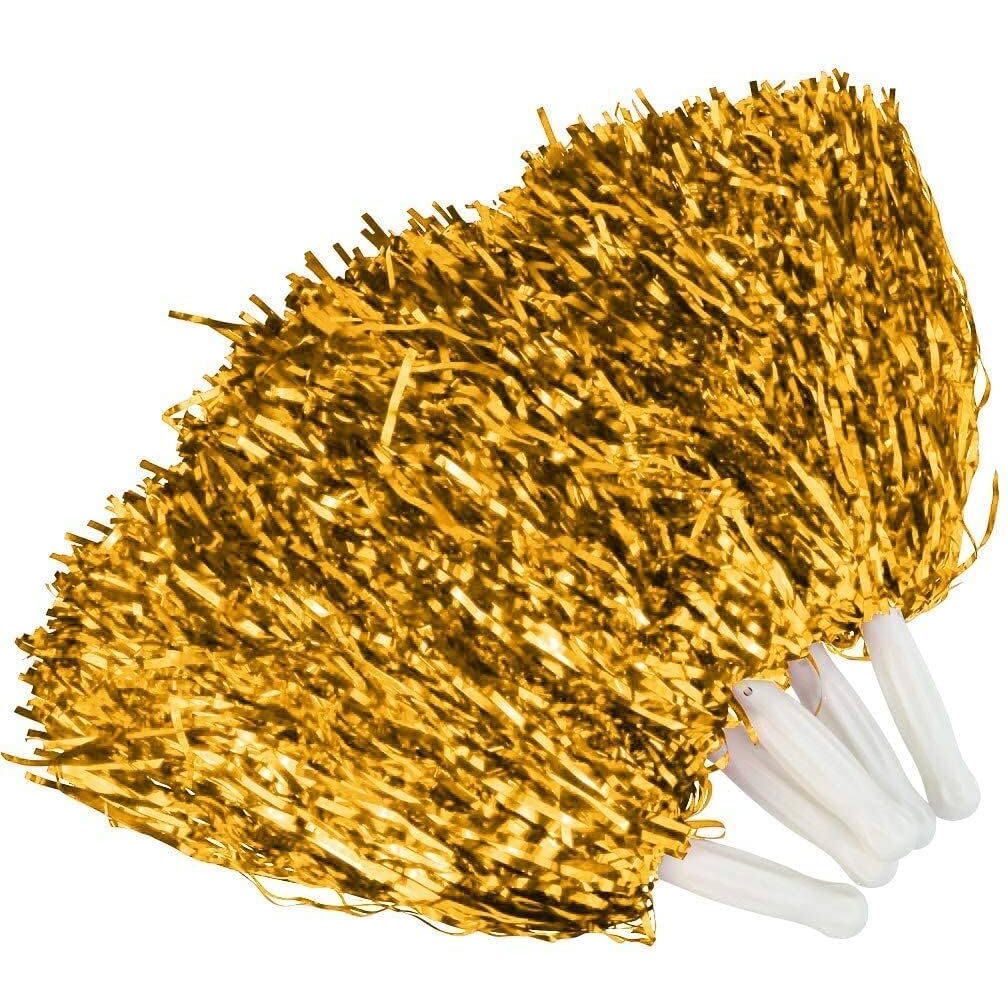 Amit Marketing Cheerleader Pom Poms | Soft Comfortable Handle Reusable | Waterproof | Rooter Shaker Toy | for Cheerleading, Celebrations, Sports Events, Party, Room dcor etc.  Pack of 2 (Golden)