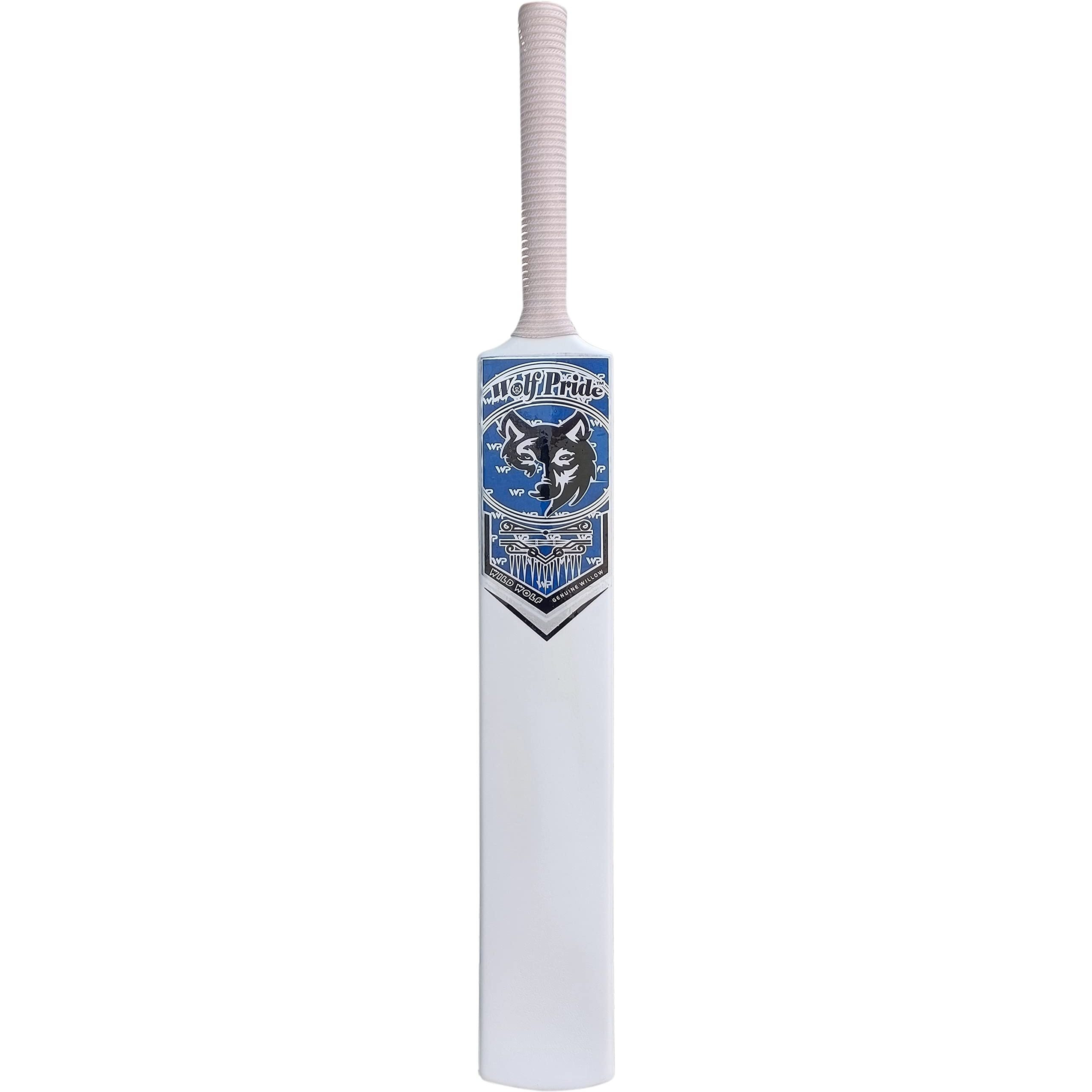 WOLF PRIDE Wild Blue & White White Hard Plastic Cricket Bat Size 8N (34 X4.5 )