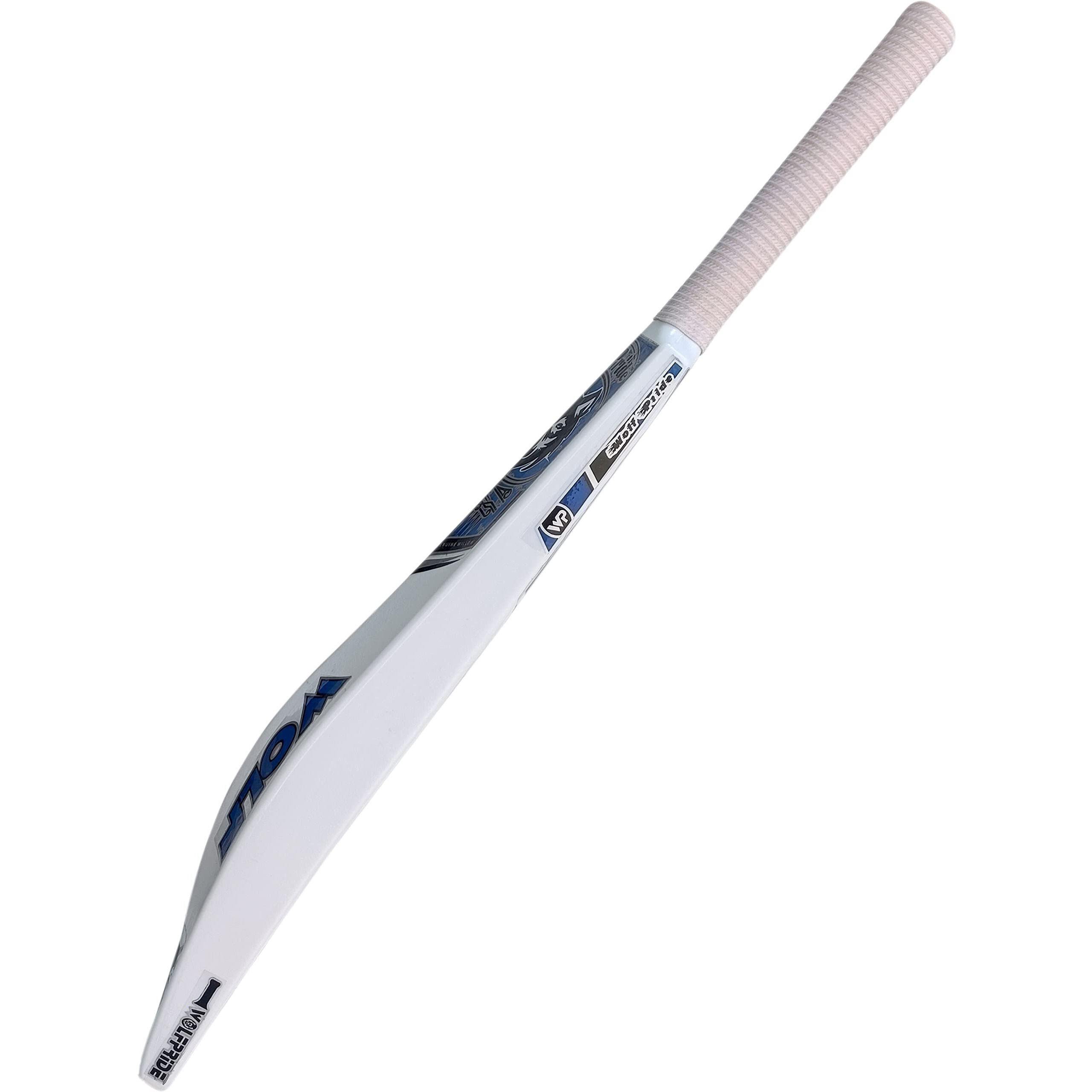 WOLF PRIDE Wild Blue & White White Hard Plastic Cricket Bat Size 8N (34 X4.5 )