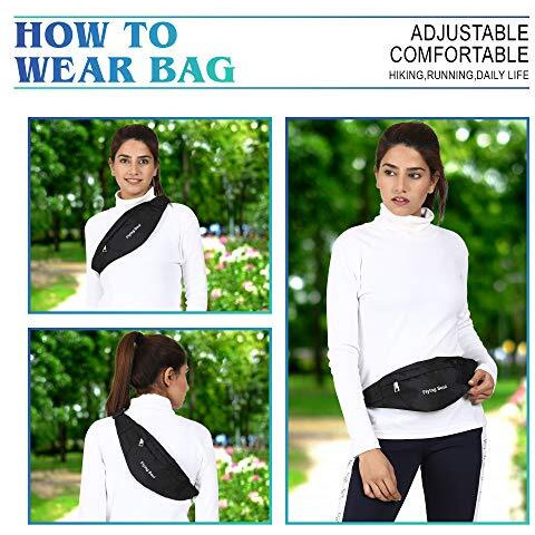 FLYING SOUL Waist Pouch Fanny Pack for Men Women Hiking Waist Bag Pack for Running Walking Traveling (Small Size-Black)