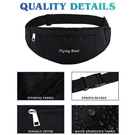 FLYING SOUL Waist Pouch Fanny Pack for Men Women Hiking Waist Bag Pack for Running Walking Traveling (Small Size-Black)
