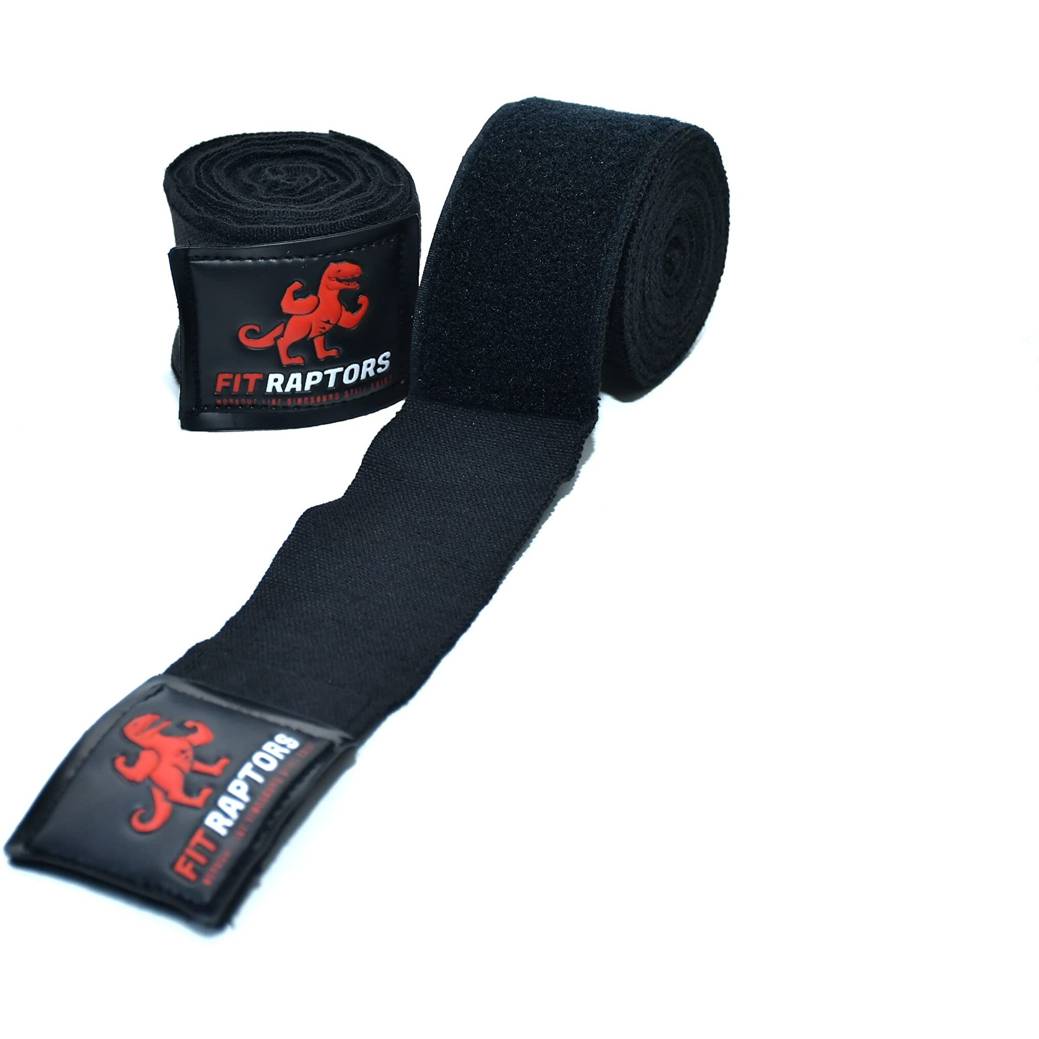 FitRaptors Cotton Boxing Hand Wrap with Thumb Loop for Men & Women Gym Accessories and Fitness Support Gloves Straps with Premium Velcro for Better Stability and Grip (3 Meters, Black)